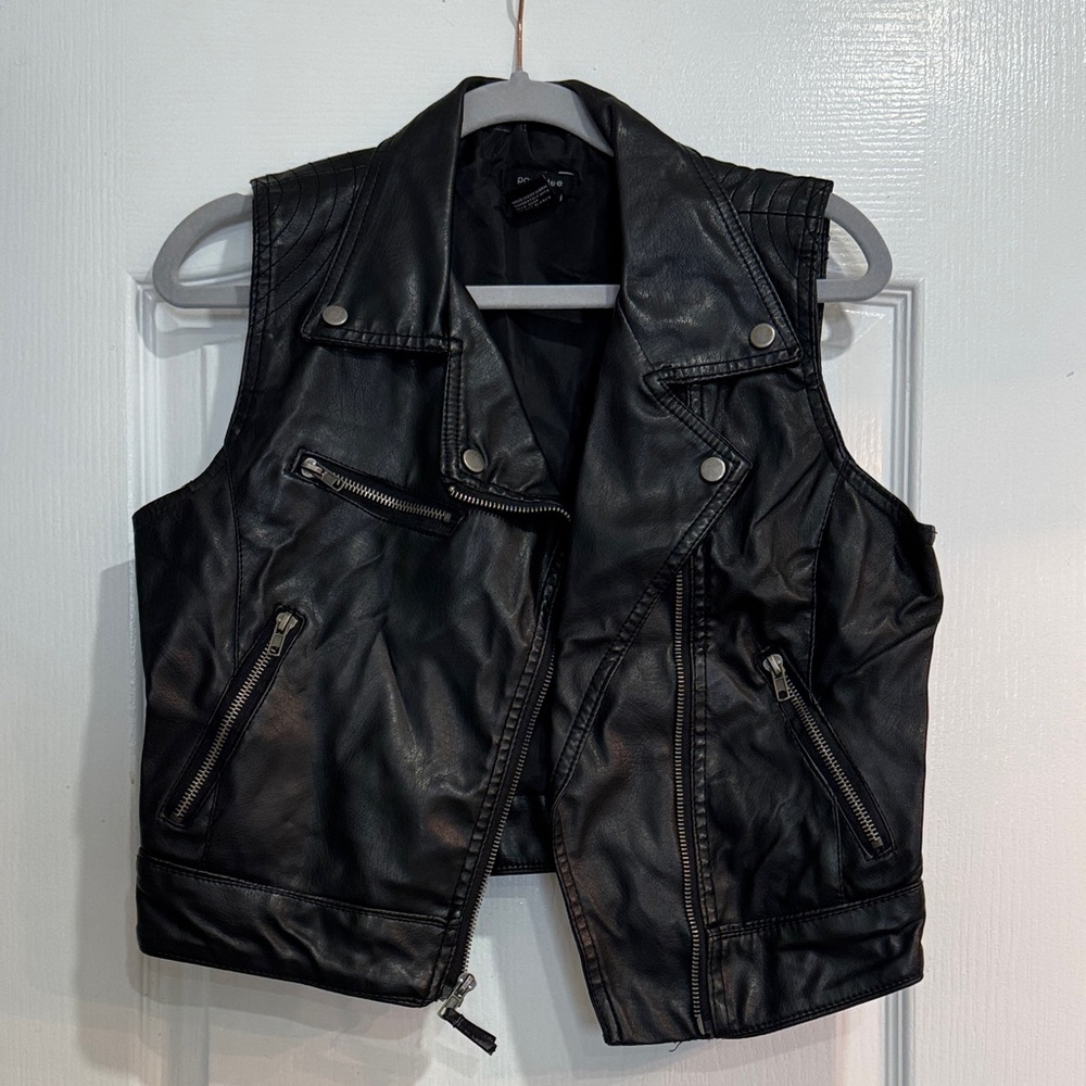 Black Faux Leather Vest